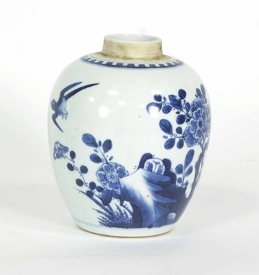 Lot 114 - A Chinese blue and white ginger jar, decorated...