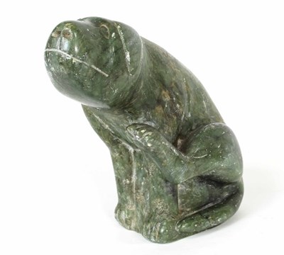 Lot 118 - A carved soapstone figure of a seated dog,...