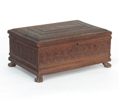 Lot 121 - An Indian sandalwood sewing box, the lid...