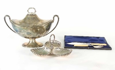 Lot 134 - A plated two-handled tureen and cover, 40cm...