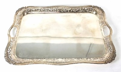 Lot 137 - A silver plated rectangular tray, with foliate...