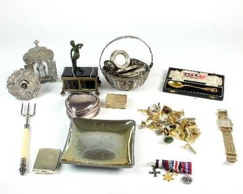 Lot 143 - A white metal Greek Orthodox triptych, various...