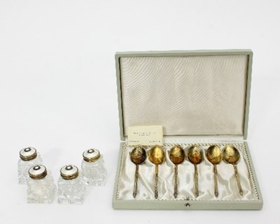 Lot 146 - A set of six Danish silver gilt coffee spoons,...