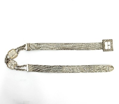 Lot 149 - An Indian silver chain link belt, the central...