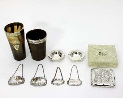 Lot 160 - A silver mounted horn flask, another similar,...