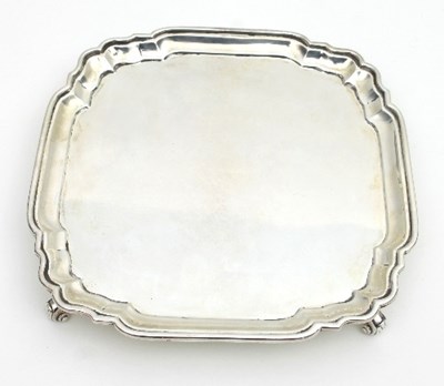 Lot 163 - A square silver salver, Crichton Brothers,...