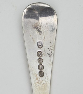 Lot 173 - Two Georgian silver berry spoons, with later...
