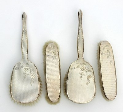 Lot 199 - A pair of silver-backed hair brushes and a...