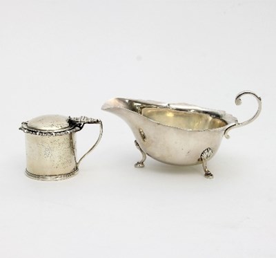 Lot 205 - A drum shaped silver mustard pot, James Dixon...