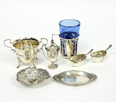 Lot 218 - A silver sugar bowl, JMB, Chester 1905, on...