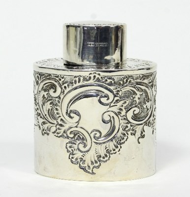 Lot 225 - An oval silver tea caddy, Henry Wilkinson,...