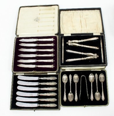 Lot 240 - A set of six silver teaspoons and the matching...