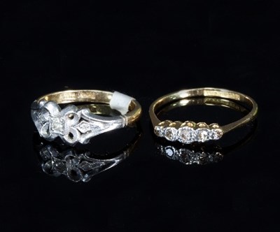 Lot 283 - A diamond five-stone ring set to an 18ct gold...