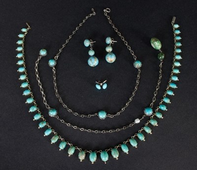 Lot 310 - A group of turquoise set jewellery comprising...