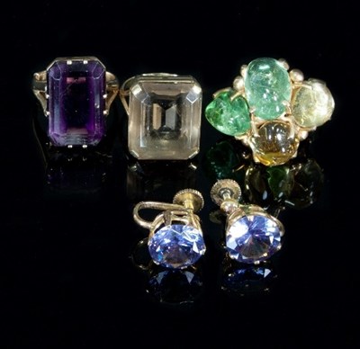 Lot 324 - A multi gem set cocktail ring of modern design,...