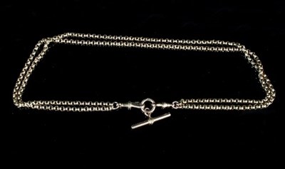 Lot 327 - A 9ct gold two-strand watch chain with clip to...