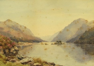 Lot 374 - E Geddes/Highland Landscape/watercolour, 23cm...