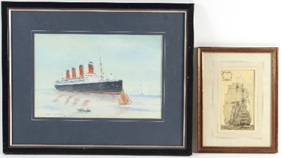 Lot 390 - 18th Century School/A Tall Ship/inscribed and...