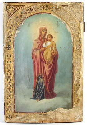 Lot 422 - A 19th Century Greek icon, the Madonna and...