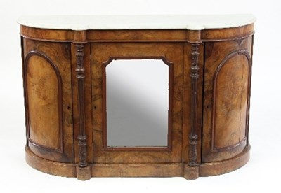 Lot 601 - A mid Victorian walnut D-shaped side cabinet...