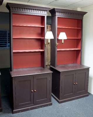 Lot 620 - A set of Georgian style open bookcases, in...