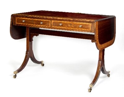 Lot 650 - A Regency rosewood two-flap sofa table, the...