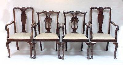 Lot 656 - A pair of 18th Century style mahogany splat...