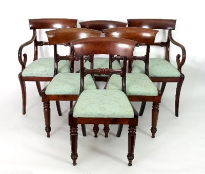 Lot 671 - A late Regency harlequin set of six mahogany...