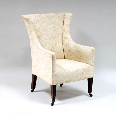 Lot 686 - A Victorian wingback armchair on square taper...