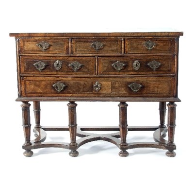 Lot 687 - A walnut and inlaid chest on stand, the chest...