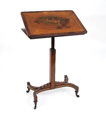 Lot 716 - A George III satinwood and inlaid music stand,...