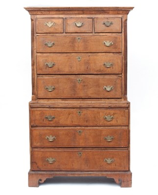 Lot 733 - A George III walnut tallboy chest with moulded...