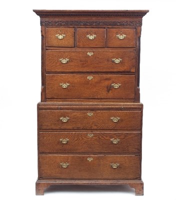 Lot 734 - A mid 18th Century American tallboy chest with...