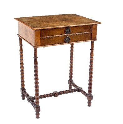 Lot 737 - An 18th Century walnut work table fitted two...