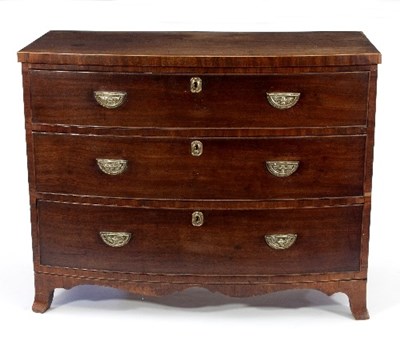 Lot 739 - A Regency mahogany bowfront chest of three...