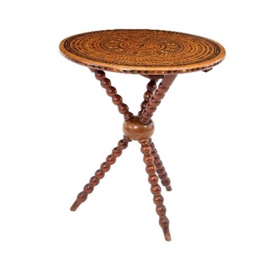 Lot 747 - An inlaid Gypsy table, the circular top inlaid...