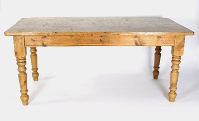 Lot 753 - A pine kitchen table, 179cm x 90cm