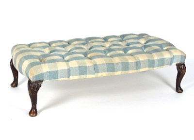 Lot 761 - A button upholstered stool on carved cabriole...