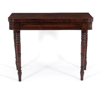 Lot 764 - A Regency rosewood card table, the foldover...