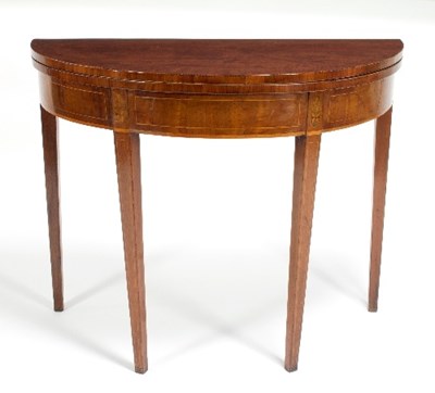 Lot 766 - A George III mahogany half-round tea table,...