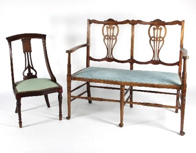 Lot 769 - An Edwardian two-seater settee with pierced...