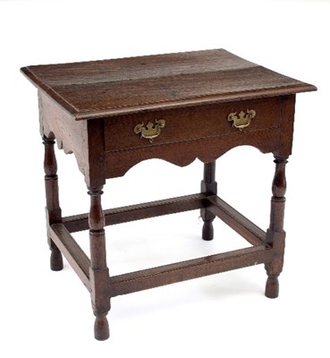 Lot 777 - An early 18th Century oak side table, fitted a...