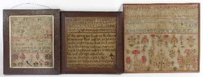 Lot 785 - Three various 19th Century samplers, to...