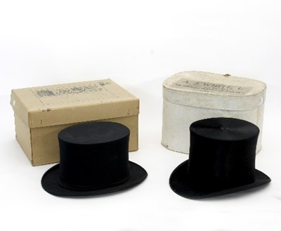 Lot 800 - An A J White black silk top hat in original...