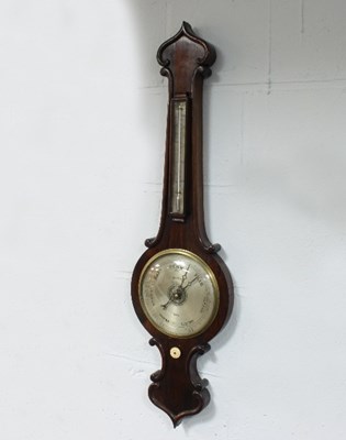 Lot 816 - A Victorian rosewood barometer and thermometer...