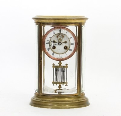 Lot 817 - A French oval four-glass eight-day regulator...