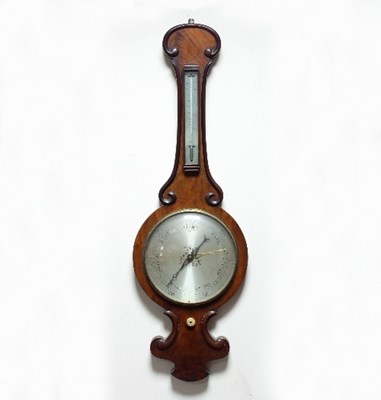 Lot 826 - A Victorian walnut cased wheel barometer with...