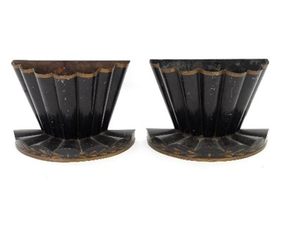 Lot 859 - A pair of toleware wall pockets, each with...