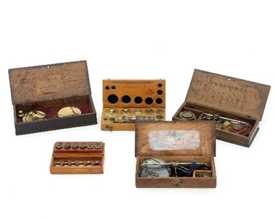 Lot 867 - Three sets of apothecary scales, Georgian and...