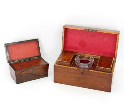 Lot 868 - A Georgian mahogany tea caddy, of rectangular...